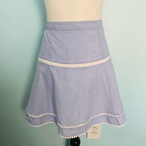 WHBM Blue Cotton A-Line Skirt with Eyelet Size 2